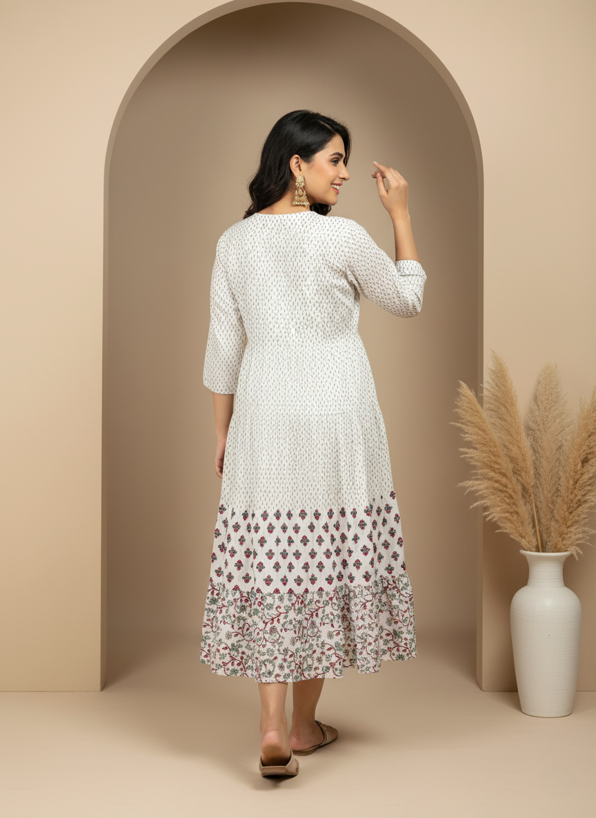 Elegant Printed Cotton Dress for Women